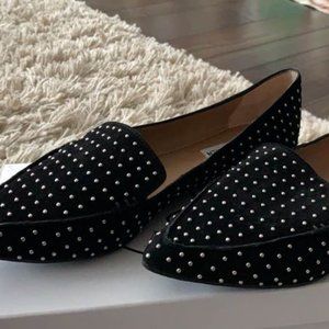 Steve Madden Feather-S black suede flat sz 8